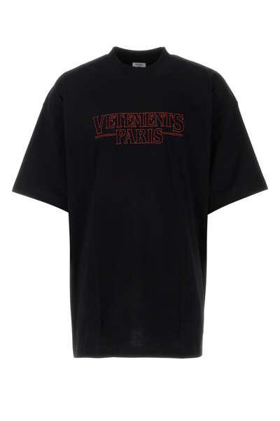 Vetements Paris Cotton T-shirt In Black