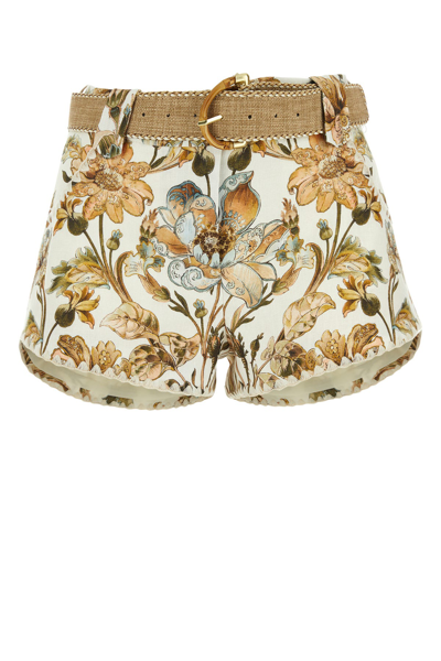 Zimmermann Chintz Floral Linen Mini Shorts In Cream