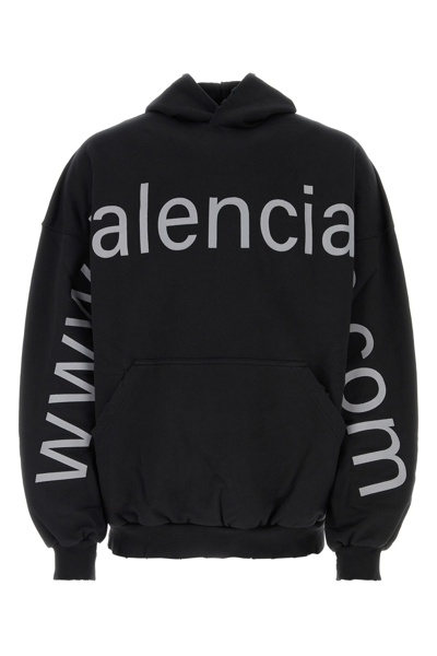 Balenciaga Logo-print Cotton Hoodie In Black