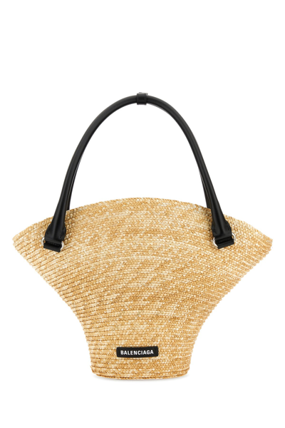 Balenciaga Beach Medium Straw Tote Bag In Beige