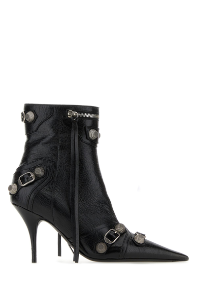 BALENCIAGA BALENCIAGA BLACK LEATHER CAGOLE ANKLE BOOTS