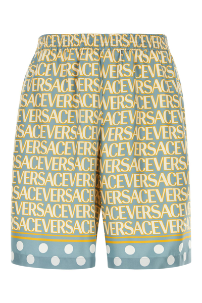 Versace Shorts Silk Fabric With All Over Print In Multicolor