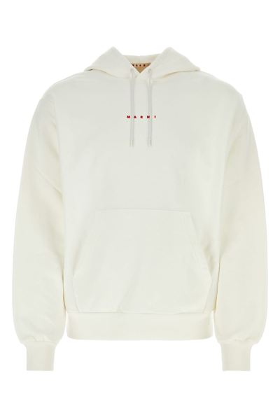 Marni Cotton Hoodie In White