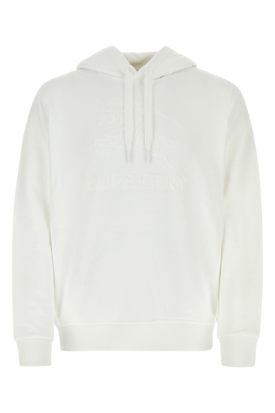 Burberry Ekdraynerbridge Logo-embossed Cotton Hoodie In White