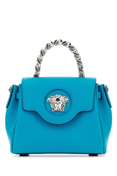 Versace Medusa Plaque Small Handbag In Blue