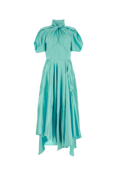 Stella Mccartney Twist Detailed Draped Dress In Cyan