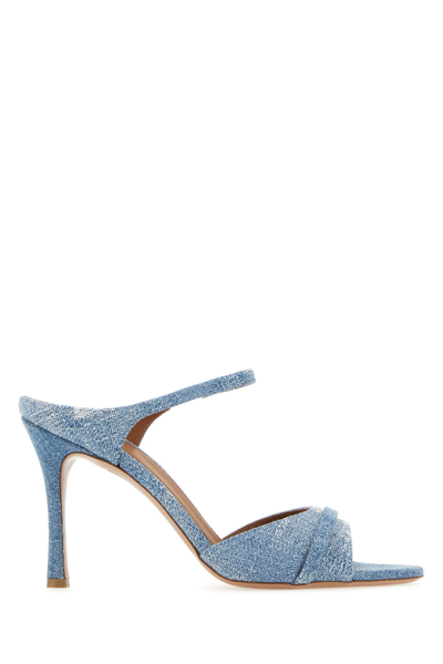 Malone Souliers Denim Peep-toe Mule Sandals In Blue