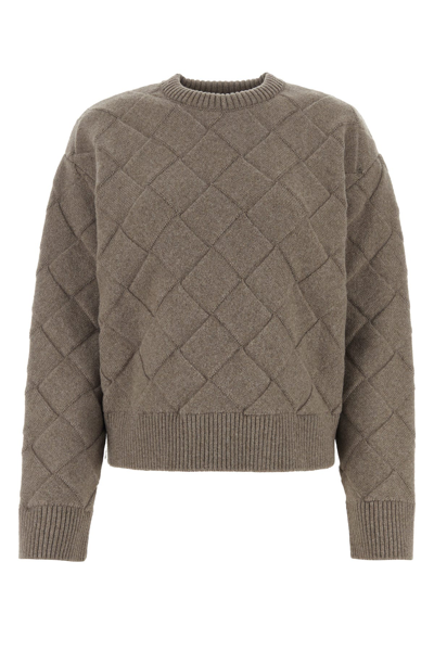 Bottega Veneta Ribbed Wool Blend Sweater With Intrecciato Motif In Green