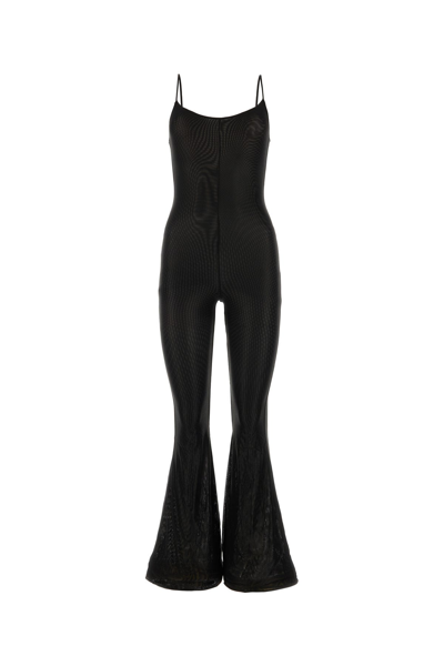 Oseree Black Stretch Mesh Jumpsuit