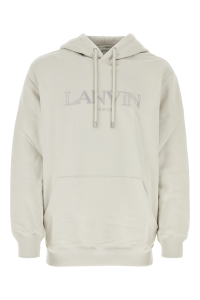 Lanvin Logo Embroidered Drawstring Hoodie In Grey