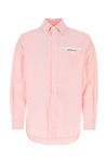 Palm Angels Logo Patched Cotton Shirt In Pink