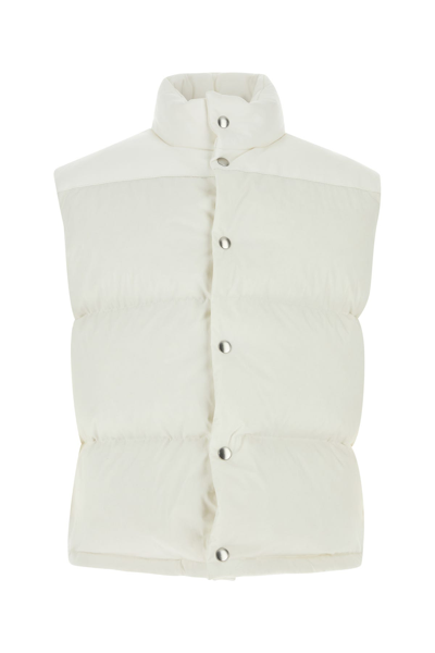 Bottega Veneta Quilted Cotton Sleeveless Vest With High Collar In Cream