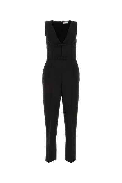 Red Valentino Tech Cady Sleeveless V Neck Jumpsuit In Black