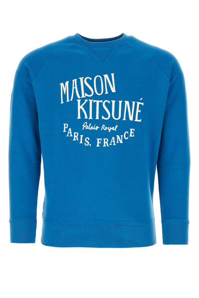 Maison Kitsuné Palais Royal Logo-print Cotton-jersey Sweatshirt In Blue
