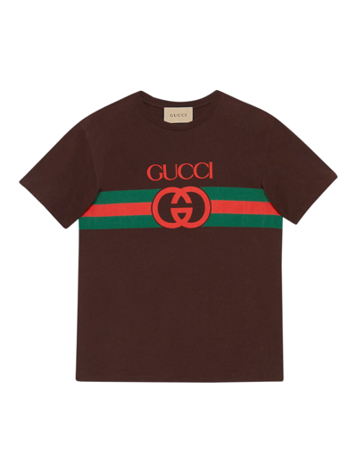 Gucci Interlocking G Cotton T-shirt In Brown