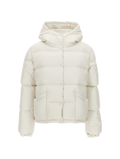 Moncler Ebre Logo-patch Padded Jacket In White