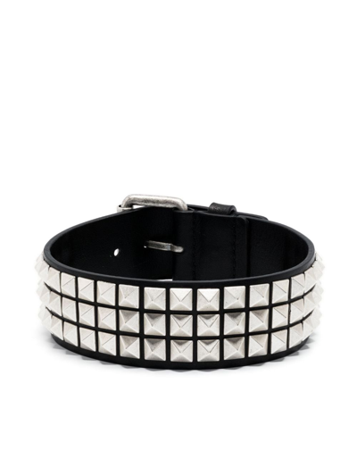 Moschino Rockstud-embellished Leather Choker Necklace In Black