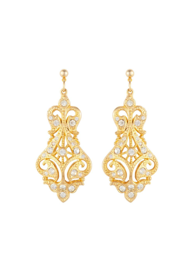 Pre-owned Susan Caplan Vintage 1990s Vintage Ornate Chandelier Earrings In Gold