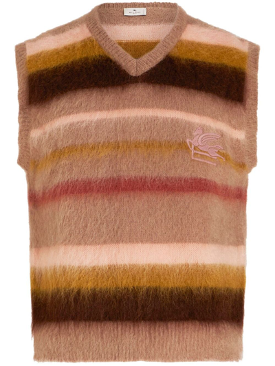 Etro Gestreifte Weste Mit Logo In Pink