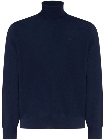 Etro Roll-neck Jumper In Blue