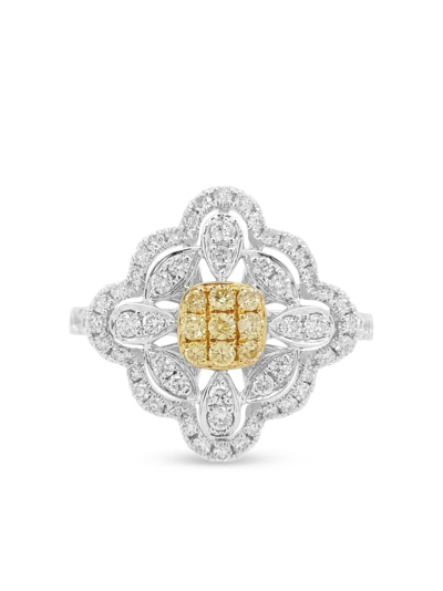 Hyt Jewelry 18kt Gold And Platinum Diamond Ring In Silver