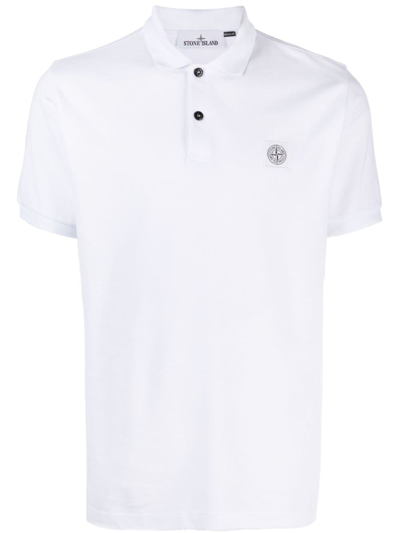 Stone Island Compass-patch Polo Shirt In White