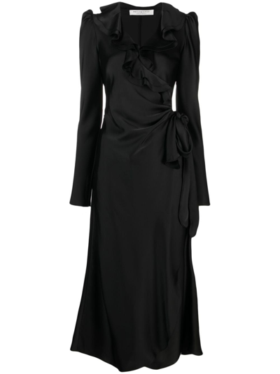 Philosophy Di Lorenzo Serafini Ruffle-trim Wrap Dress In Black