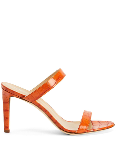 Giuseppe Zanotti Calista 85mm Double-strap Mules In Orange