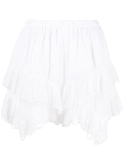 Marant Etoile Embroidered Cotton Shorts In White