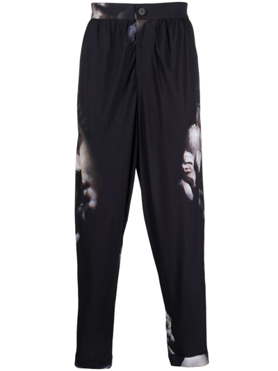 Atu Body Couture X Tessitura Graphic-print Tapered Trousers In Black