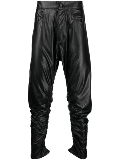 Atu Body Couture X Tessitura Ruched Tapered-leg Trousers In Black