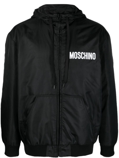 Moschino Teddy Bear 填充连帽夹克 In Black