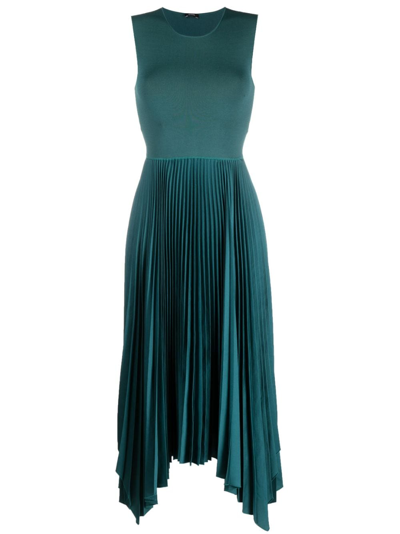 Joseph Dera Pleated Midi Dress In Dark Teal