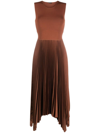 Joseph Dera Pleated Handkerchief Maxi Dress In Brown