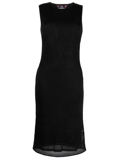 Pre-owned John Galliano 1990 Lamé-effect Sleeveless Midi Dress In Black
