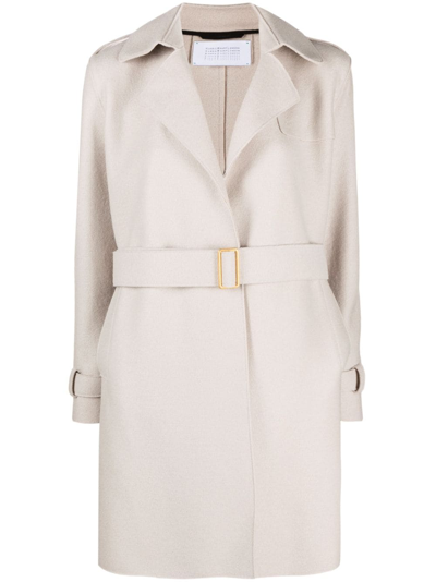 Harris Wharf London Belted-waist Wool Coat In Beige