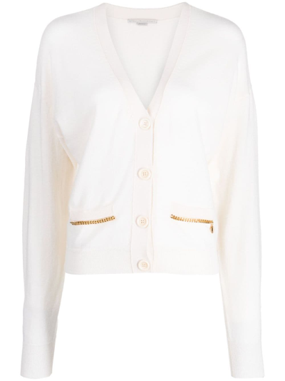 Stella Mccartney Labella 搭链细节针织开衫 In 9100 Off White