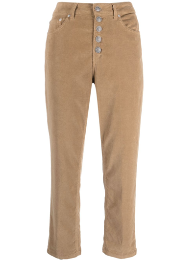 Dondup Mid-rise Cropped Trousers In Neutrals