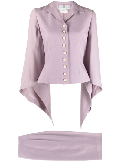 Pre-owned Givenchy 1990-2000 Draped Skirt Suit In Purple