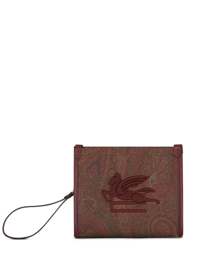 Etro Paisley-print Logo Wallet In Red