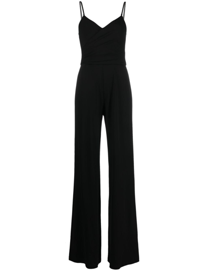 Ralph Lauren Wrap-effect Crepe Wide-leg Jumpsuit In Black  