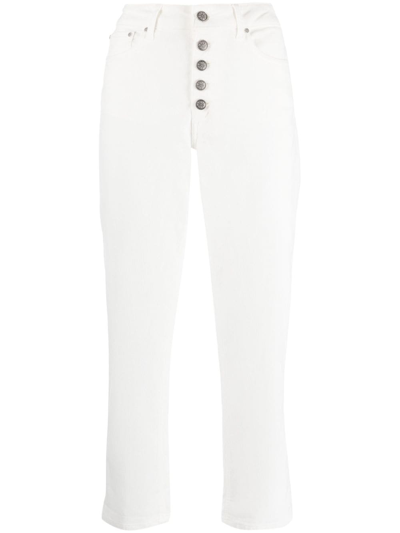 Dondup Koons Cropped Tapered Jeans In White