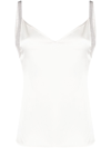 Fabiana Filippi Satin Top With Metallic Strap Detail In Neutrals