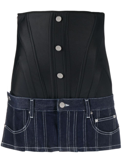 Mugler Panelled Corset Miniskirt In Black