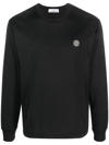 Stone Island Compass-patch Long-sleeve T-shirt In Black