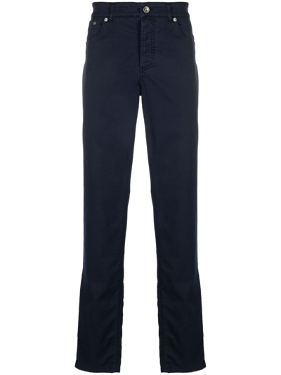 Brunello Cucinelli Low-rise Straight-leg Chinos In Blue