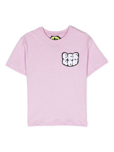 Barrow Kids' Logo-print Crew-neck T-shirt In Pink