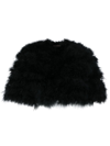 Twinset Turkey-feathers Cropped Cape Jacket In Black