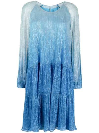 Talbot Runhof Gradient-effect Long-sleeve Dress In Blue