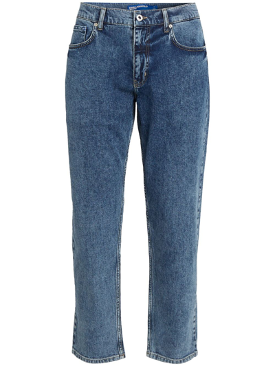 Karl Lagerfeld Jeans Logo-patch Tapered Jeans In Blue